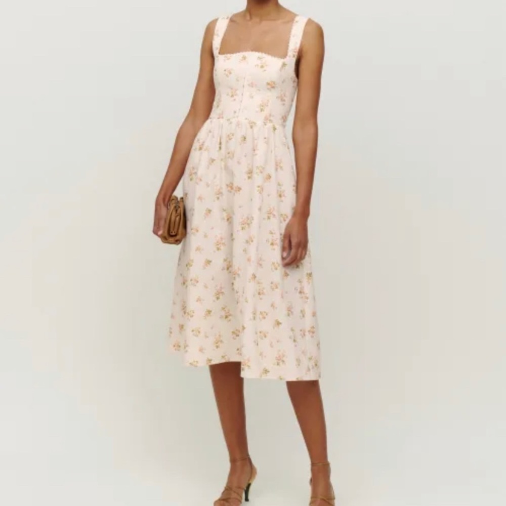 Reformation Tagliatelle Linen Floral Dress Size 8